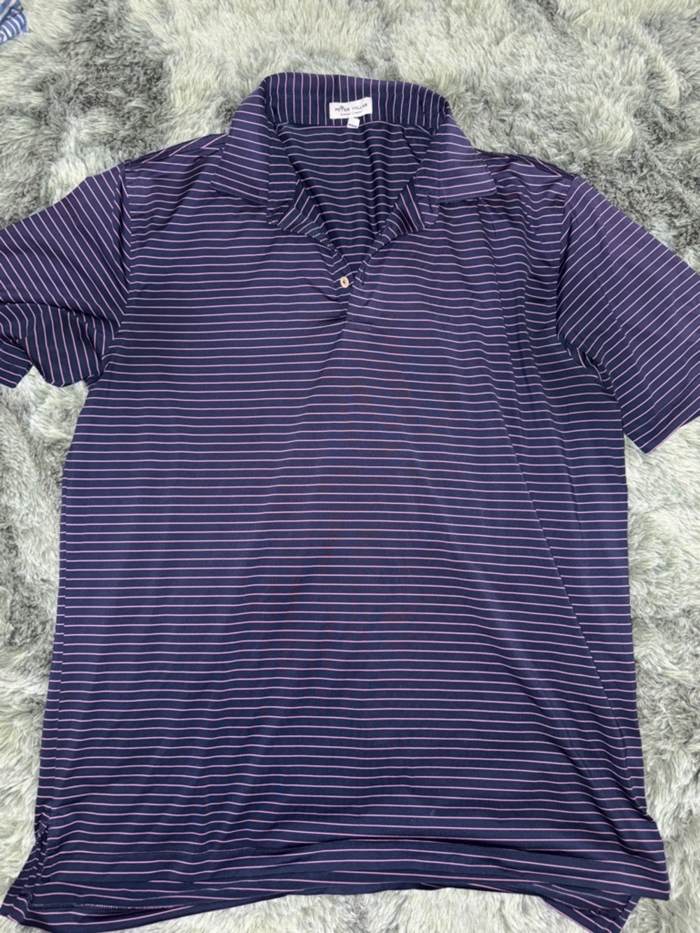 Peter Millar Navy and Purple Striped Polo